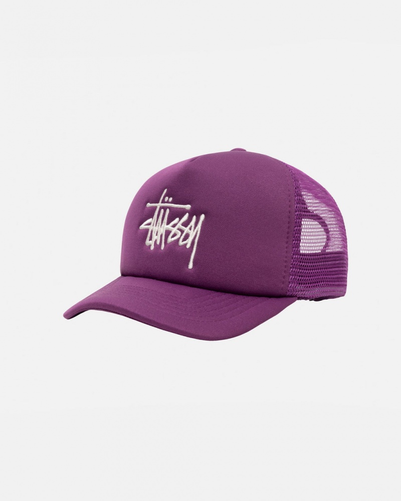 Stussy Trucker Big Basic Snapback - Unisex Lila | HUCVG99157