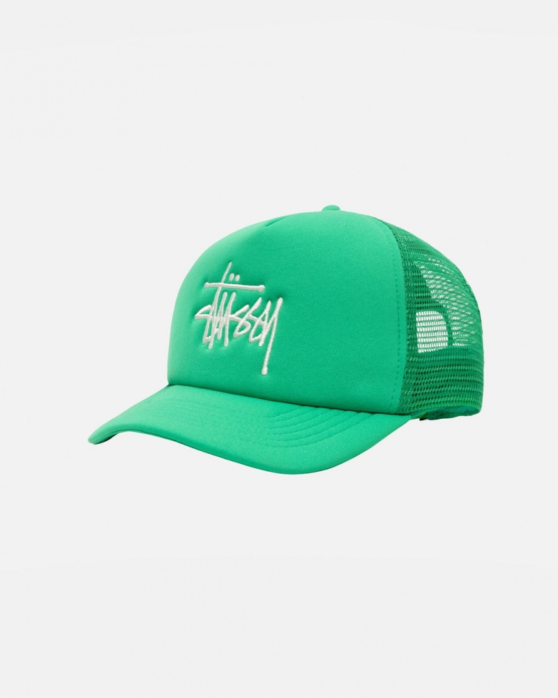 Stussy Trucker Big Basic Snapback - Unisex Zöld | PHUQX59038