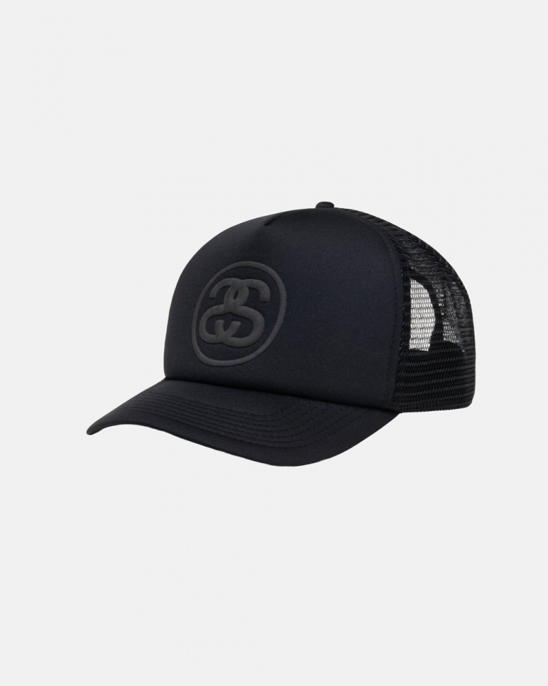 Stussy Trucker Ss-Link Snapback - Unisex Fekete | YHUVQ65519