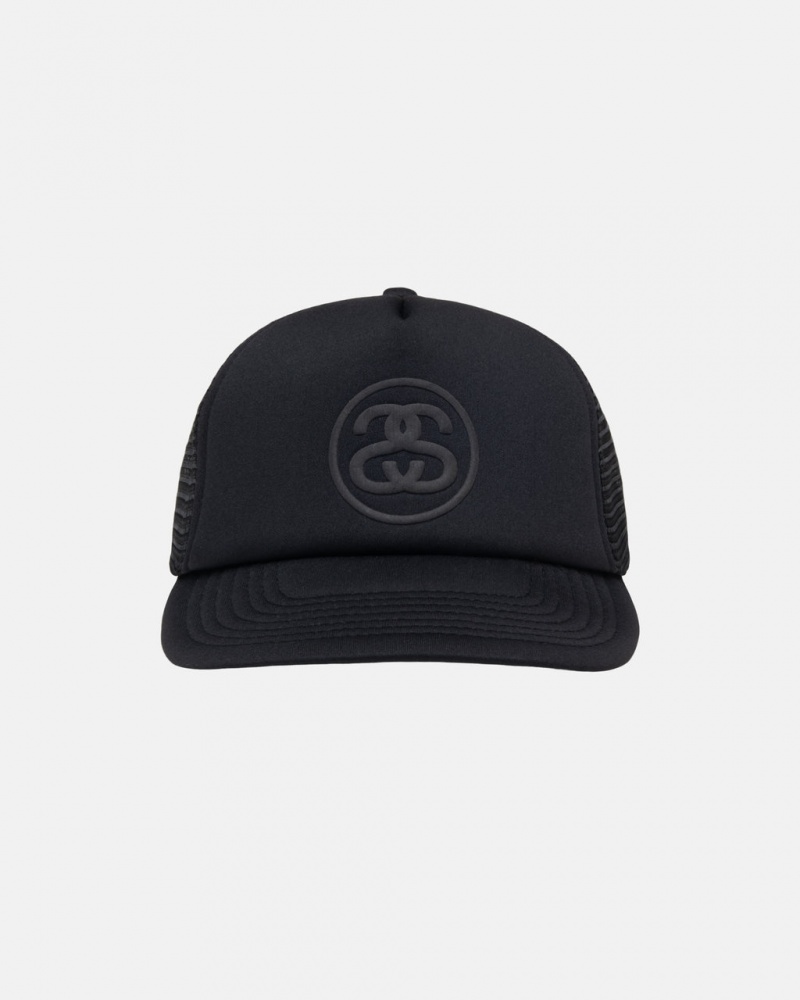 Stussy Trucker Ss-Link Snapback - Unisex Fekete | YHUVQ65519