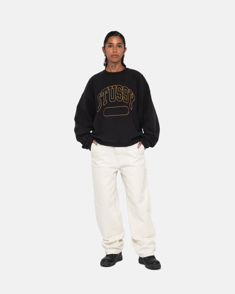 Stussy Varsity Oversized Crew - Unisex Hoodies Fekete | PHUER39342