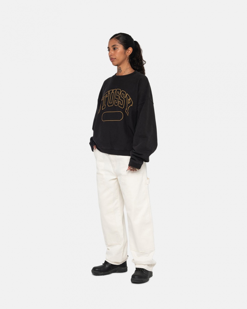 Stussy Varsity Oversized Crew - Unisex Hoodies Fekete | PHUER39342