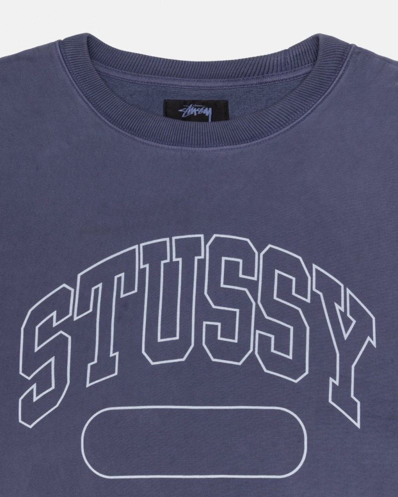 Stussy Varsity Oversized Crew - Unisex Hoodies Kék | HUCIF62657