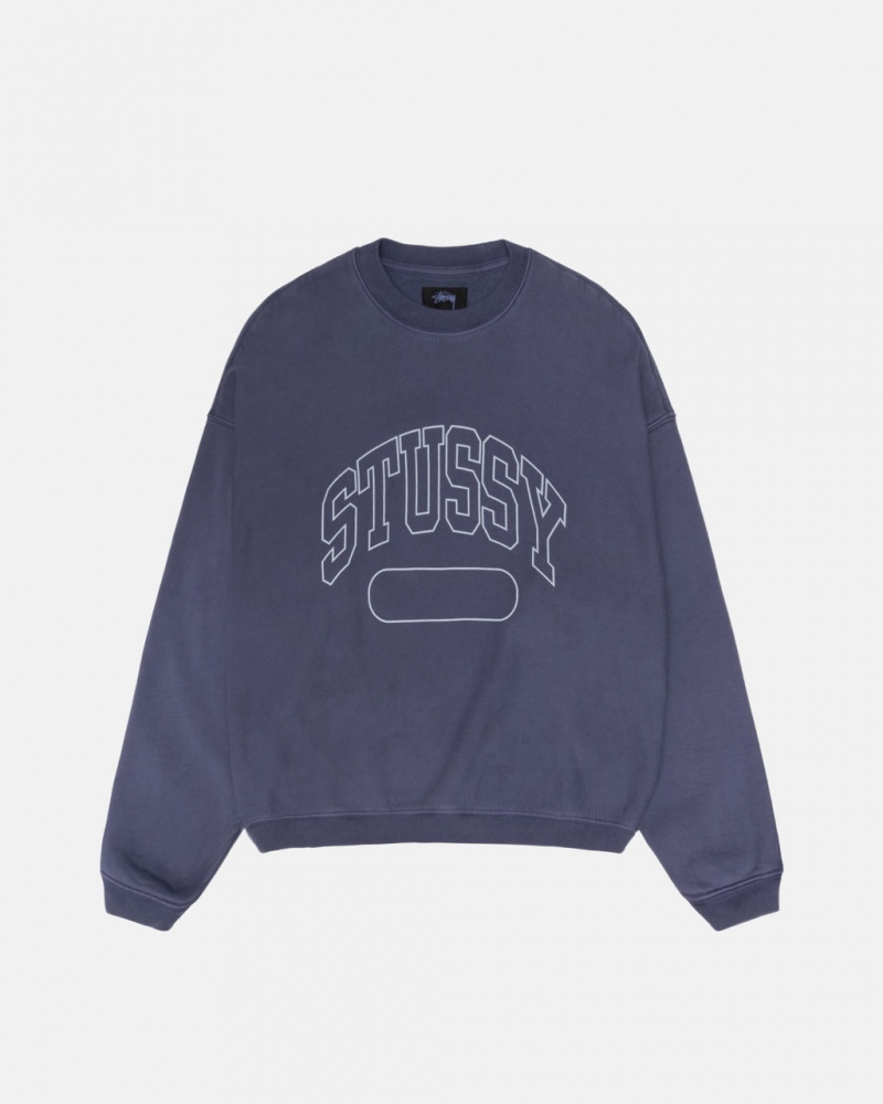 Stussy Varsity Oversized Crew - Unisex Hoodies Kék | HUCIF62657