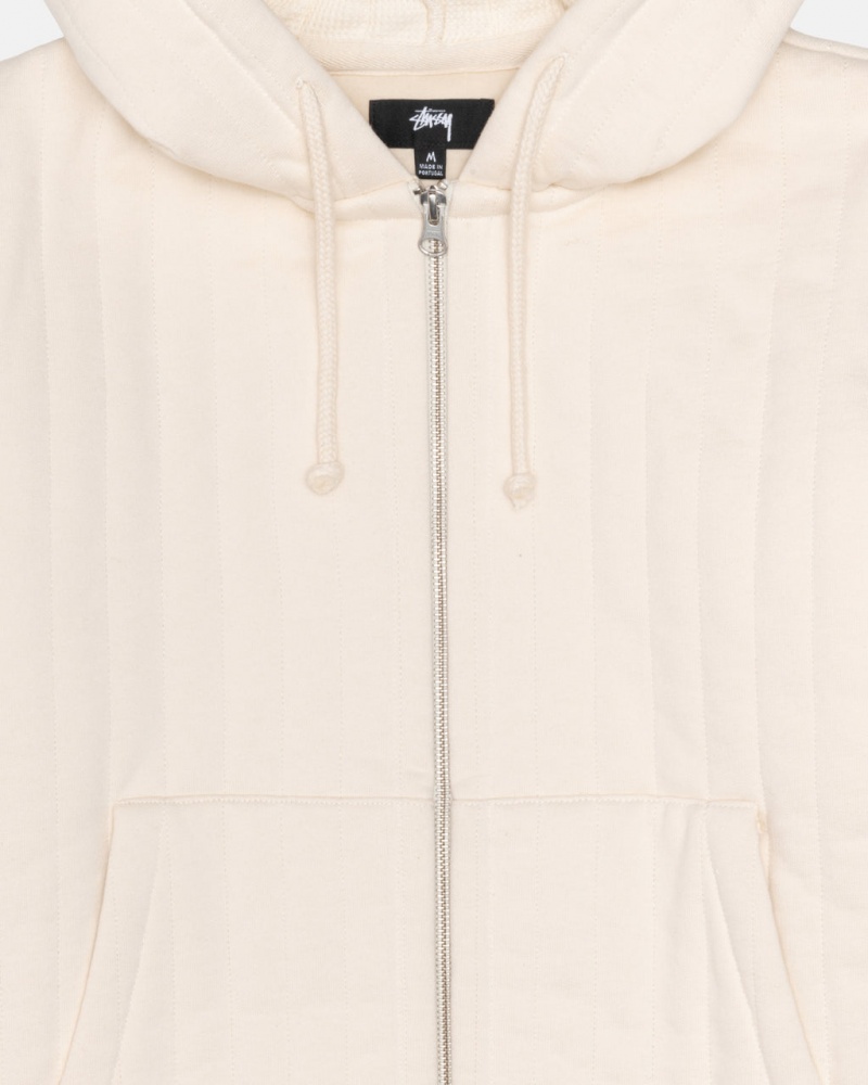 Stussy Vertical Steppelt Zip Hood - Unisex Hoodies Fehér | HUICD79756