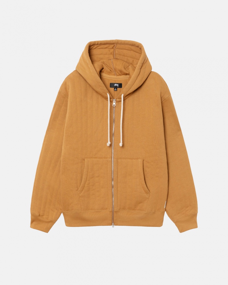 Stussy Vertical Steppelt Zip Hoodie - Unisex Hoodies Barna | BHUSO11098