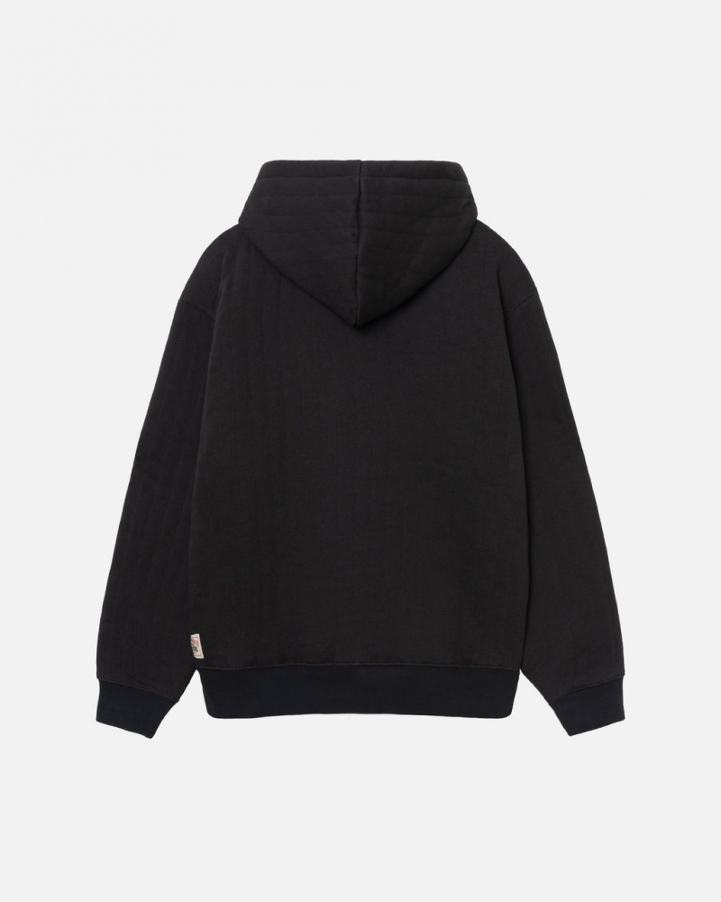 Stussy Vertical Steppelt Zip Hoodie - Unisex Hoodies Fekete | HUJKU55890