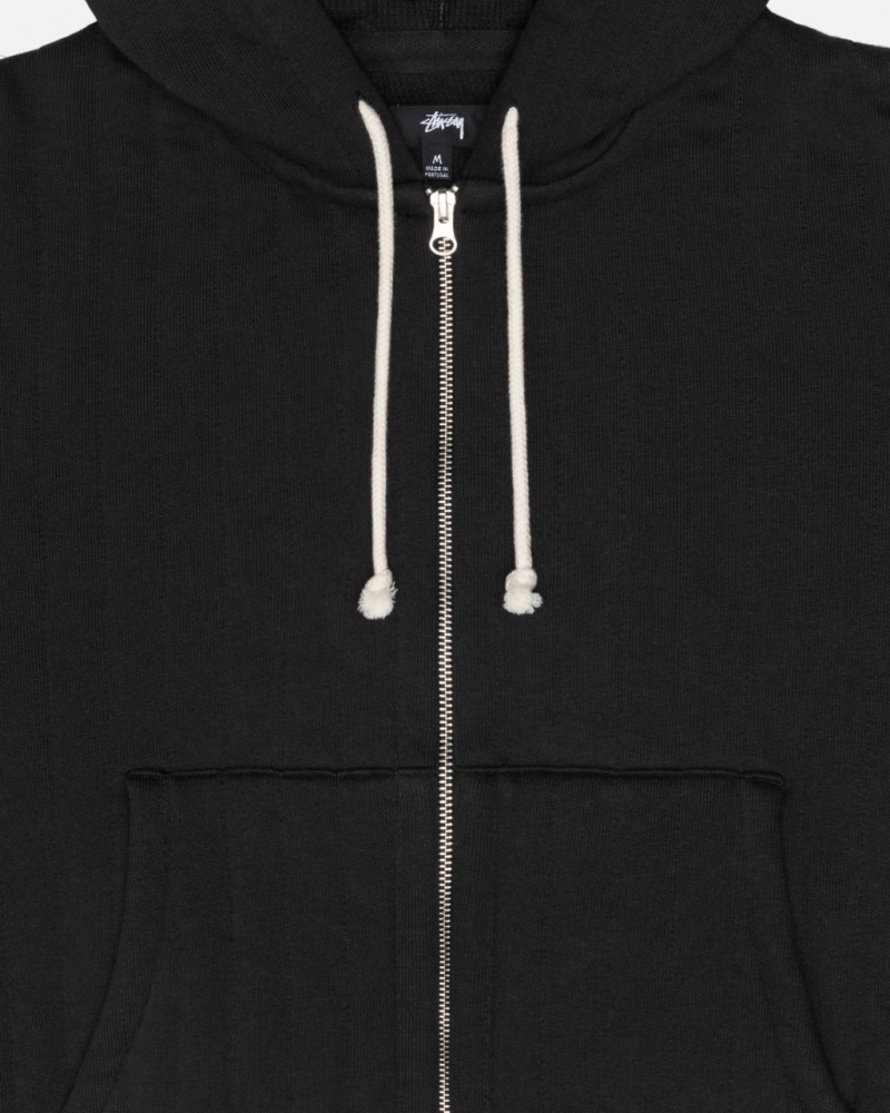 Stussy Vertical Steppelt Zip Hoodie - Unisex Hoodies Fekete | HUJKU55890