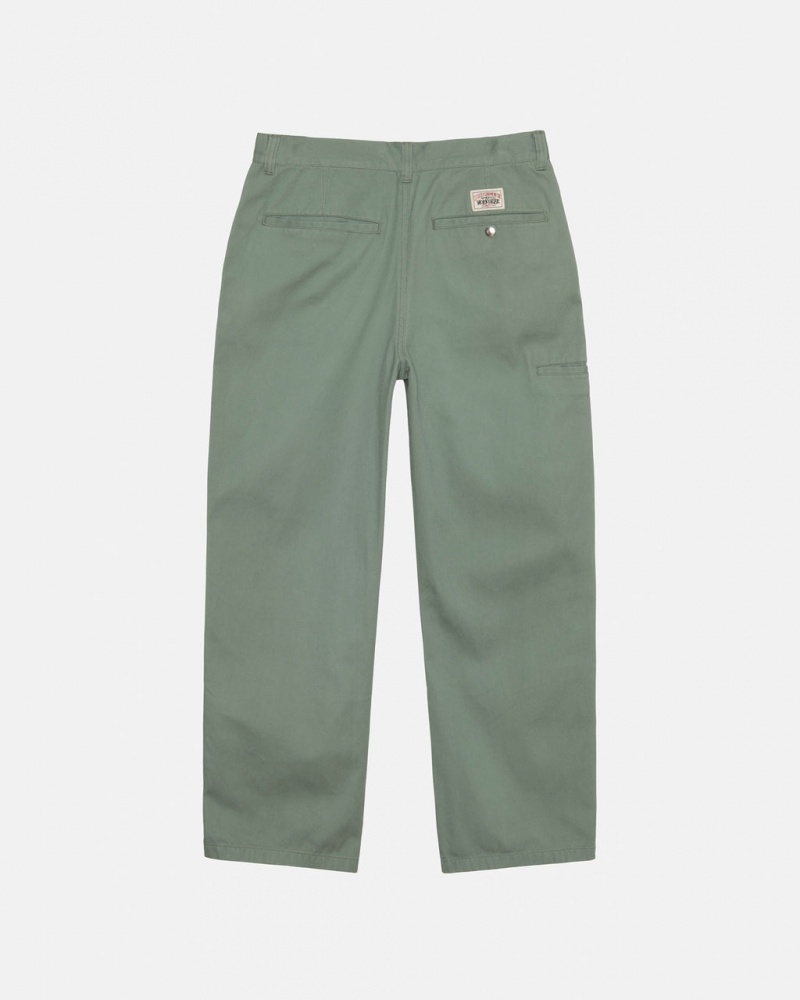 Stussy Workgear Trouser Twill - Unisex Pants Zöld | AHUWC93757