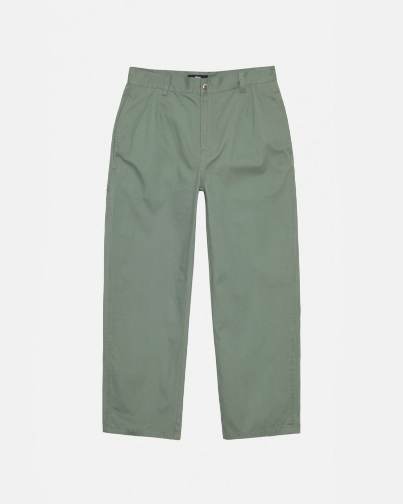 Stussy Workgear Trouser Twill - Unisex Pants Zöld | AHUWC93757