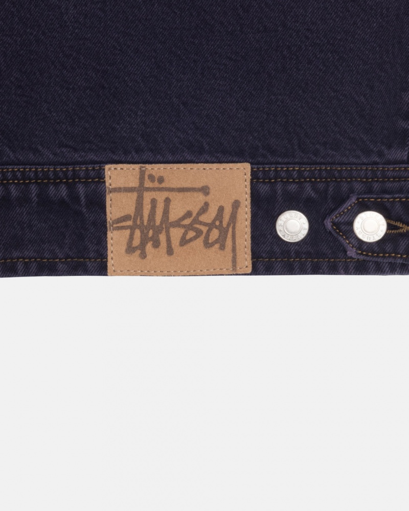 Stussy Zip Munka Jacket Denim - Unisex Jackets Fekete | LHUSX31702