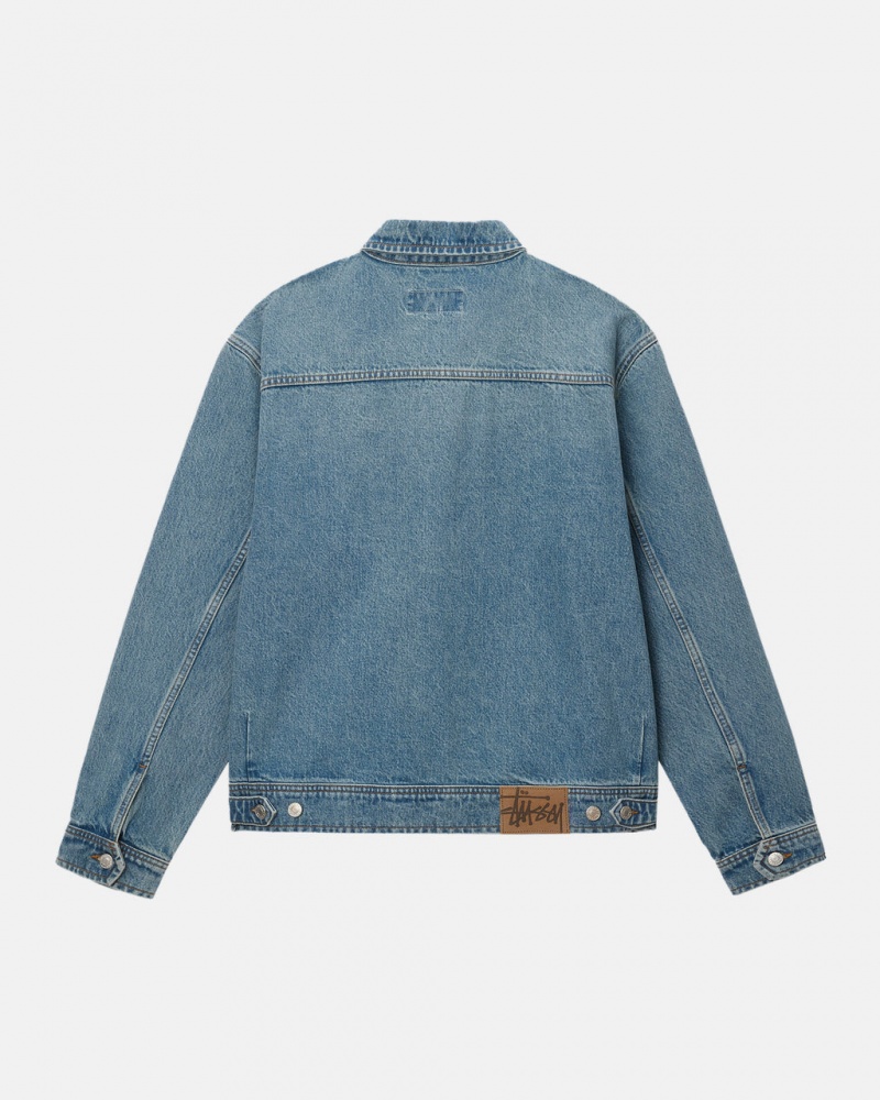 Stussy Zip Munka Jacket Denim - Unisex Jackets Kék | XHUBH20611