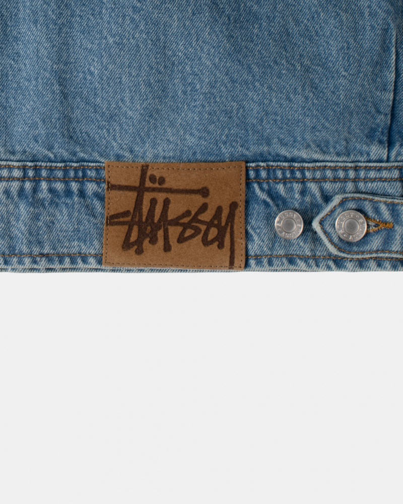 Stussy Zip Munka Jacket Denim - Unisex Jackets Kék | XHUBH20611