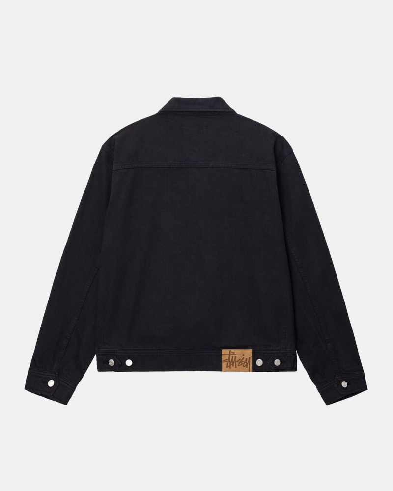 Stussy Zip Munka Jacket Overdyed - Unisex Jackets Fekete | FHUHY30772